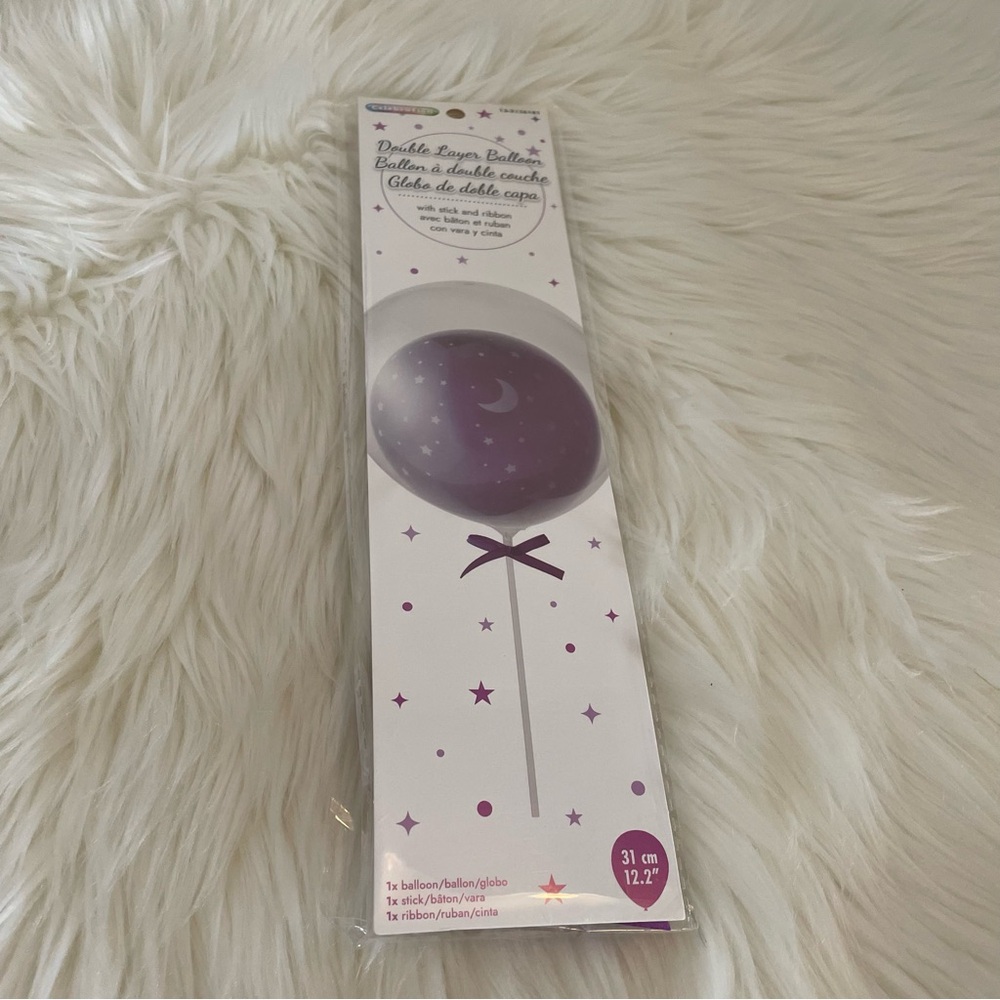 🌟10/$10 Double Layer Balloon - Purple Moon & Stars - 31cm